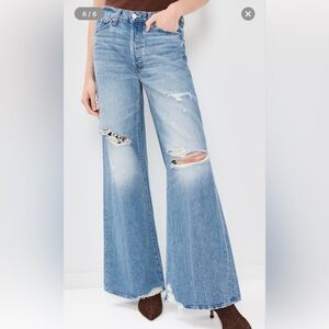 MOTHER The Ditcher Roller Sneak wide-leg jeans in IYKYK